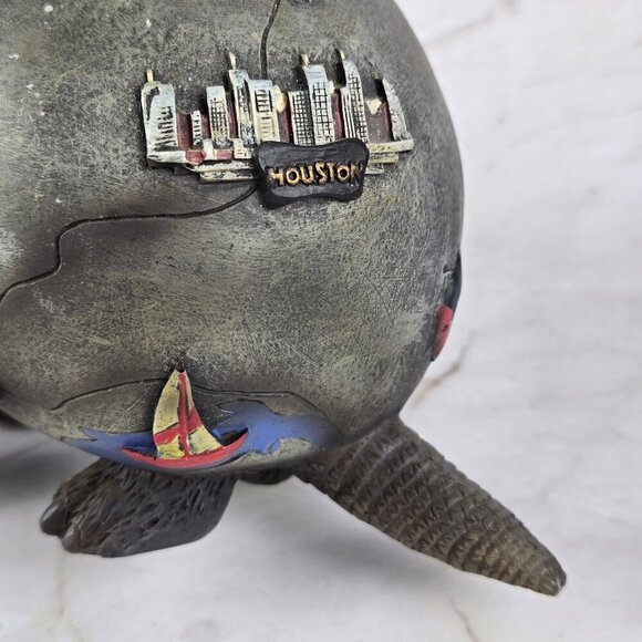Resin 3D Armadillo Piggy Bank Texas Themed Longhorn Oil Derrick Rose Map Skyline - Picture 5 of 14